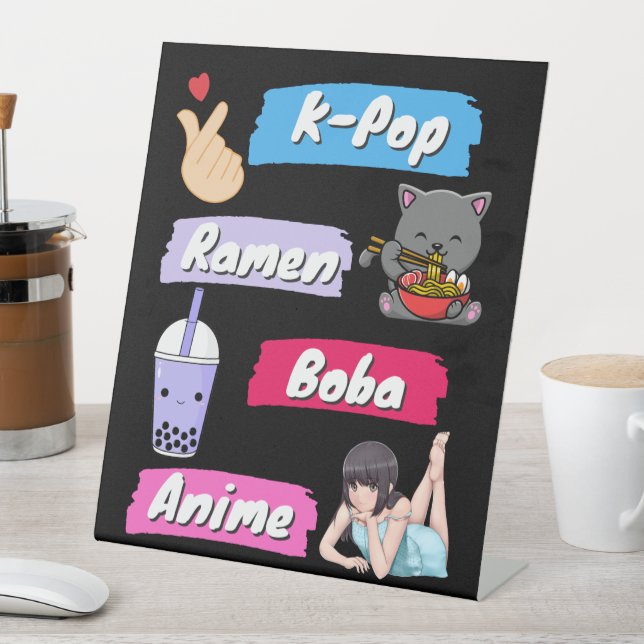 K-Pop, Ramen, Boba und Anime Pop Culture Fan Sockelschild (In Situ)