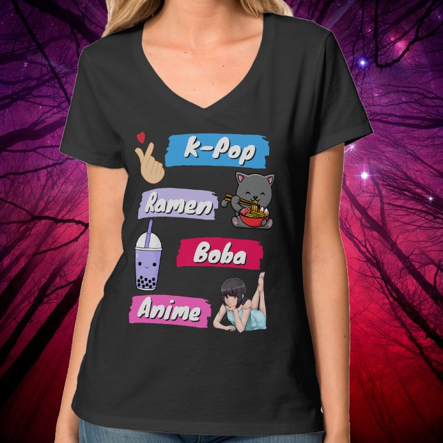 K-Pop, Ramen, Boba und Anime Pop Culture Fan T-Shirt (K-Pop, Ramen, Boba and Anime Pop Culture Fan T-Shirt)