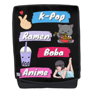 K-Pop, Ramen, Boba und Anime Popkultur-Fan    Rucksack