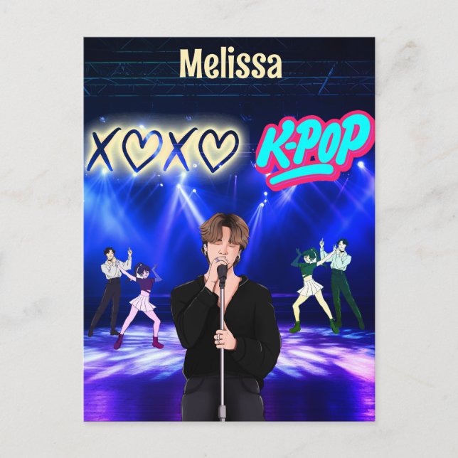 K-Pop Singer auf Bühne XoXo Liebe K-Pop Music Cust Postkarte (Vorderseite)