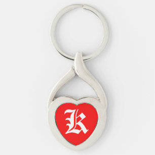 "K" Red Heart Schlüsselanhänger