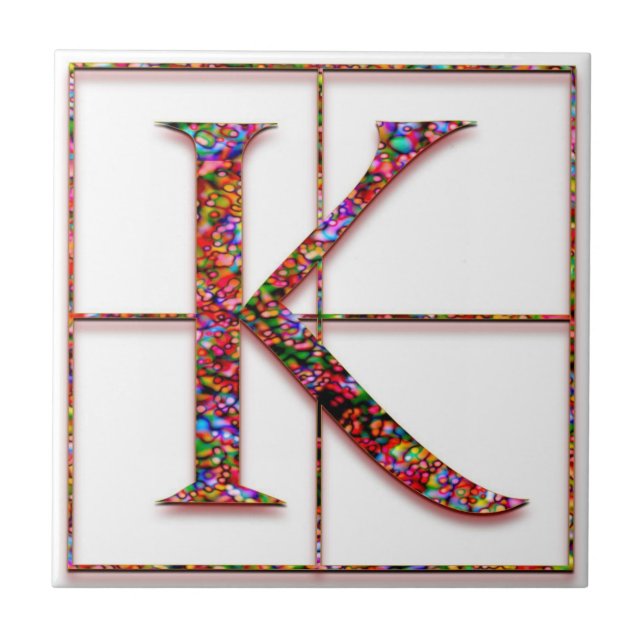 K Trajanus Red Custom Monogram Tile Fliese (Vorderseite)