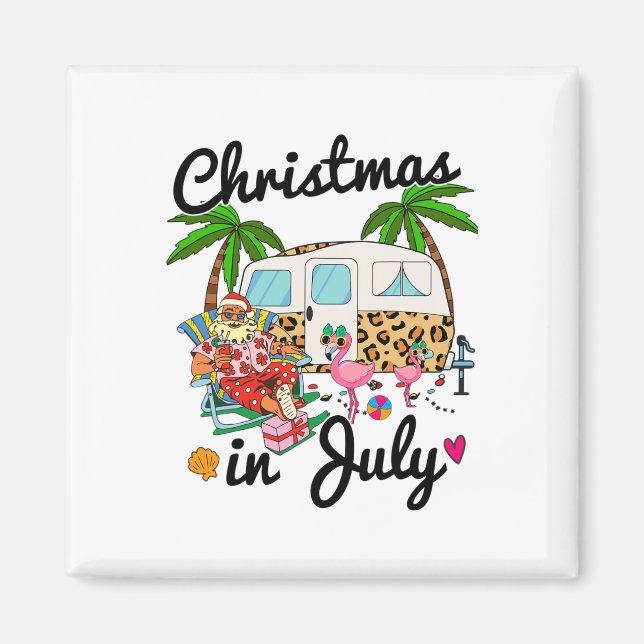 Ka13 Leopard Camping Wohnmobil Weihnachten im Juli Magnet (Vorne)