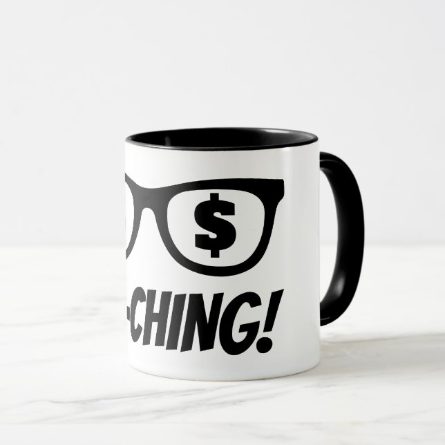 Ka-ching Dollarzeichen in den Augen Kaffeetasse (VorderseiteRechts)