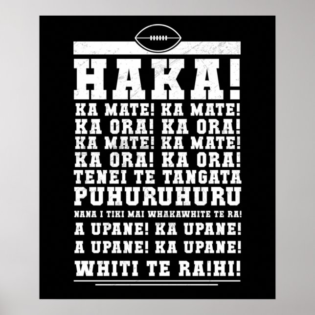 Ka Mate Haka Neuseeland Rugby War Cry Poster (Vorne)