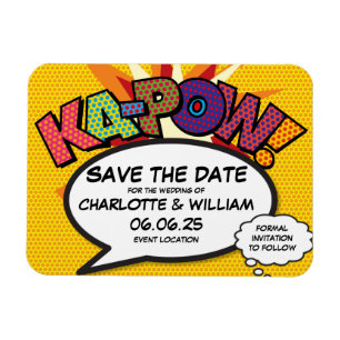 KA-POW Comic-Book-Spaß moderner Save-the-Date-Entw Magnet