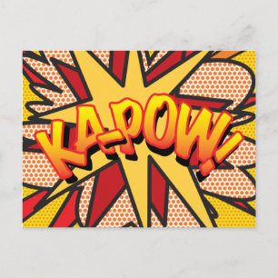 KA-POW Fun Retro Comic Pop Kunst, Dichtung und Mus Ankündigungspostkarte