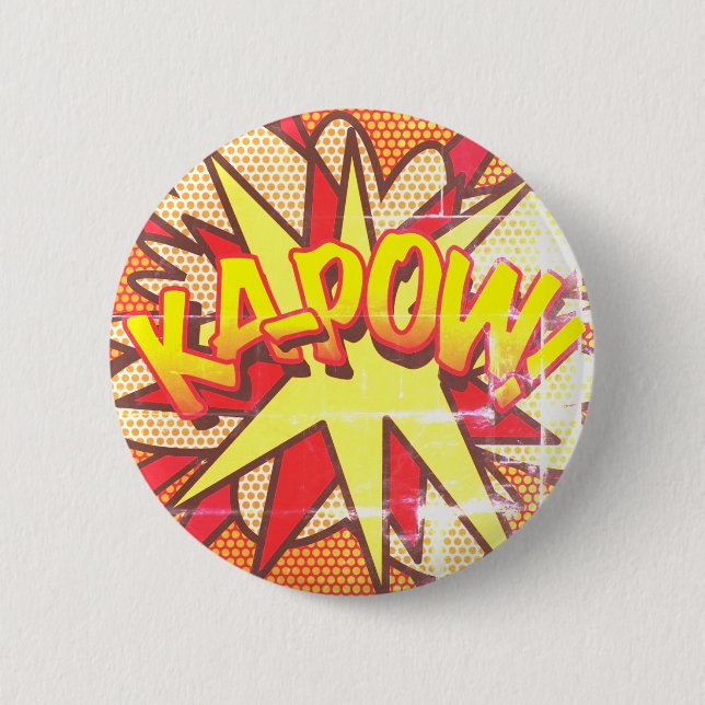 KA-POW Fun Retro Comic Pop Kunst, Dichtung und Mus Button (Vorderseite)