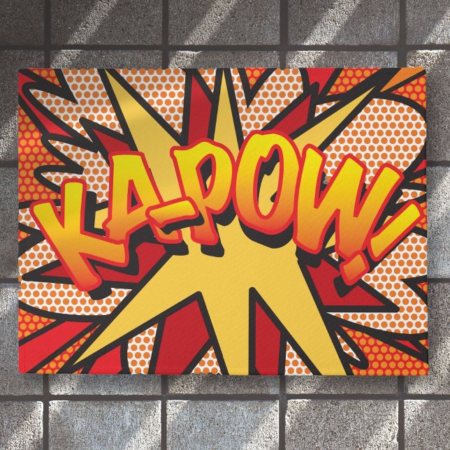 KA-POW Fun Retro Comic Pop Kunst, Dichtung und Mus Fußmatte (KA-POW Fun Retro Comic Book Pop Art Doormat)
