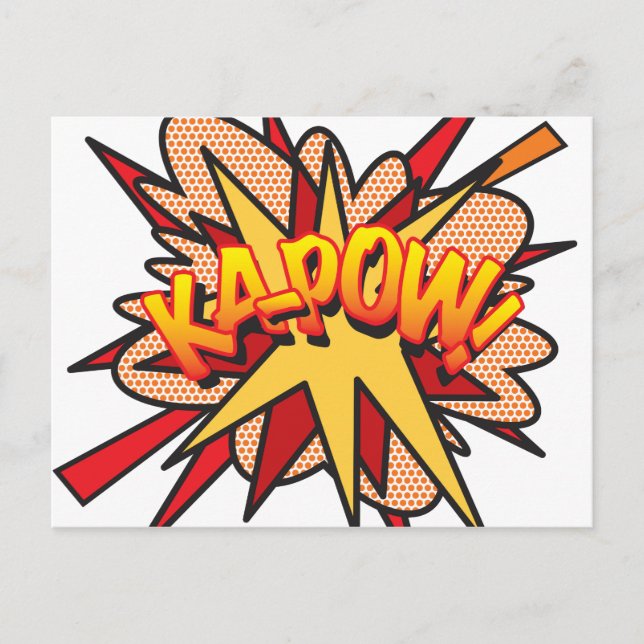 KA-POW Fun Retro Comic Pop Kunst, Dichtung und Mus Postkarte (Vorderseite)