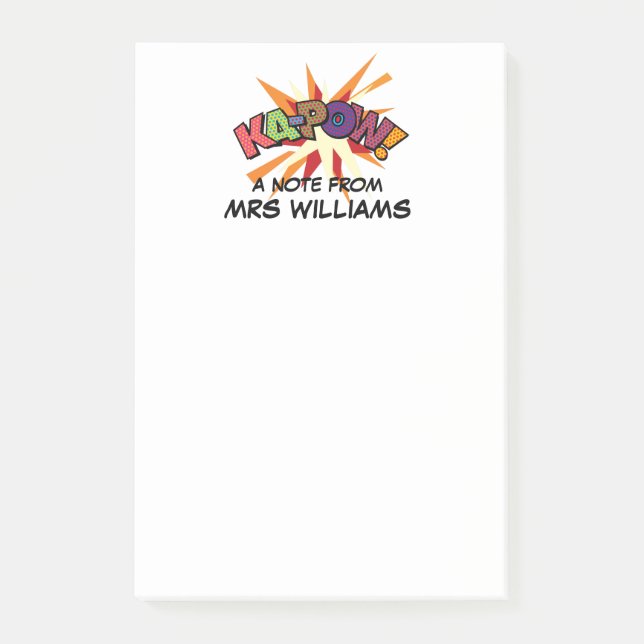 KA-POW Personalisierter Spaß - Farbiges Comic Post-it Klebezettel (Vorderseite)