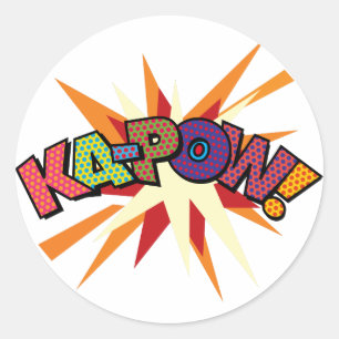 KA-POW Spaß Retro-Comic-Book-Pop-Art Runder Aufkleber