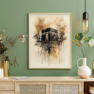 Kaaba Aquarell-Kunst – Heiliges islamisches Symbol Poster