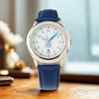 Kaaba-Uhr für Kinder - arabische Zahlen, blaue Str