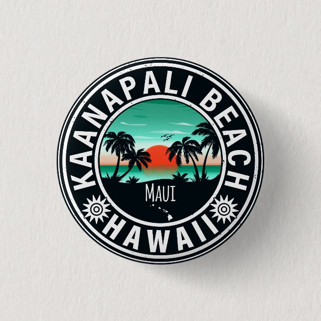 Ka'anapali Beach Hawaii Retro Sunset Souvenirs 60e Button (Vorderseite)