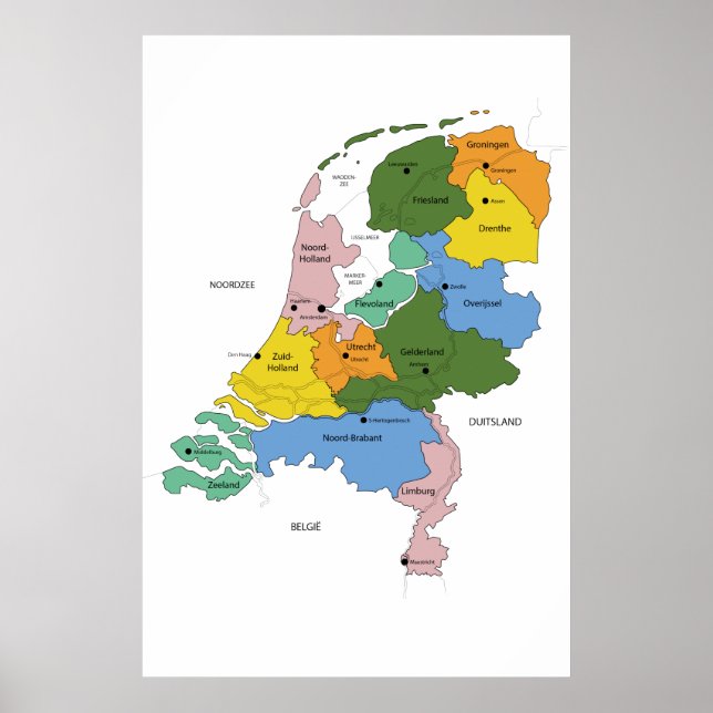Kaart van Nederland Poster (Vorne)