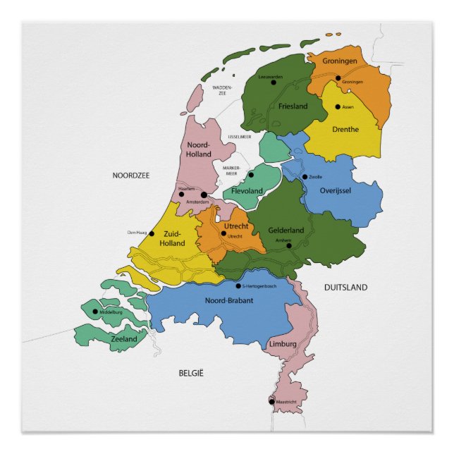 Kaart van Nederland Poster (Vorderseite)