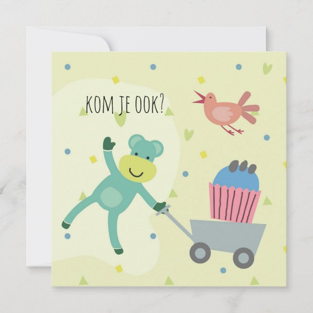 kaart verjaardag uitnodiging aapje cupcake karte (Vorderseite)