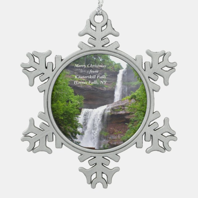 Kaaterskill Falls Weihnachtsschmuck Schneeflocken Zinn-Ornament (Vorderseite)