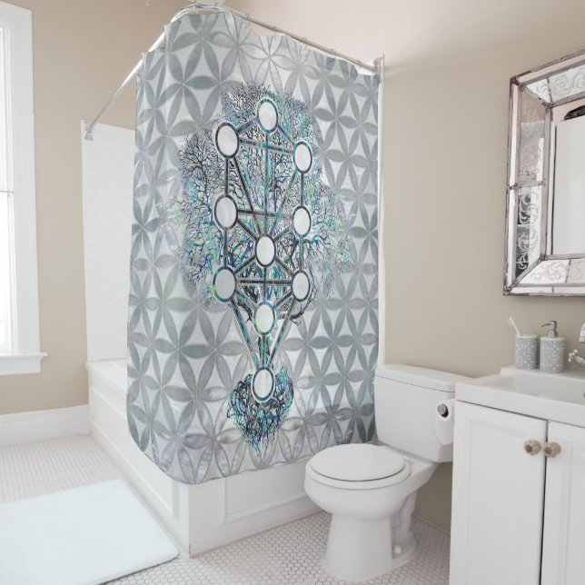 Kabbalah der Baum der Leben-Ohrschnecken-Muschel Duschvorhang (Beispiel)