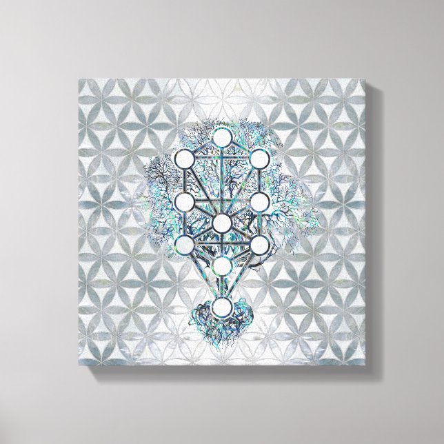 Kabbalah Der Baum des Lebens Abalone Muschel und P Leinwanddruck (Vorderseite)