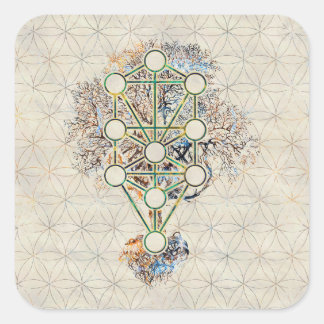Kabbalah Der Baum des Lebens - Etz Hayim Quadratischer Aufkleber