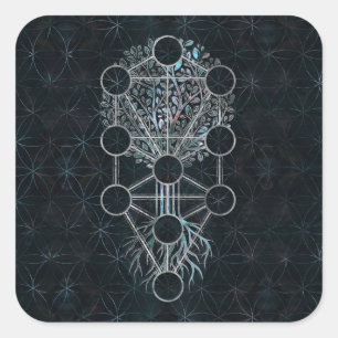 Kabbalah Der Baum des Lebens - Etz Hayim Quadratischer Aufkleber