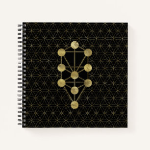 Kabbalah Der Baum des Lebens Gold auf schwarz Notizbuch