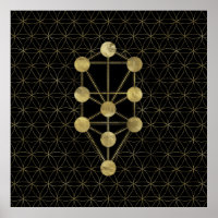Kabbalah Der Baum des Lebens Gold auf schwarz