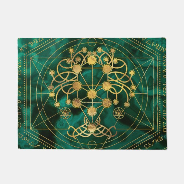 Kabbalah Der Baum des Lebens - Malachit Fußmatte (Vorderseite)