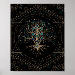 Kabbalah Der Baum des Lebens Marmor und Gold Poster