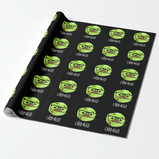 Kabbenalter Funny Old Veggie Cabbage Pun Dark BG Geschenkpapier (Ungerollt)