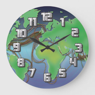 Kabel der Welt - Unterseekabel Große Wanduhr