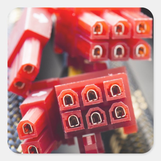 Kabelanschluss eines Computers Quadratischer Aufkleber (Vorderseite)