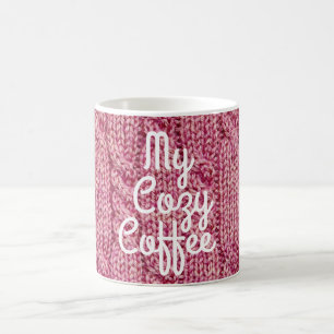 Kabelpulli niedliches rosa Strick gemütlich Kaffeetasse