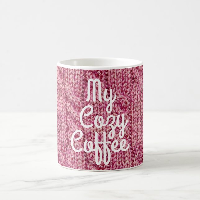 Kabelpulli niedliches rosa Strick gemütlich Kaffeetasse (Mittel)