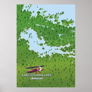 Kabetogama lake, Minnesota, USA Travel map. Poster