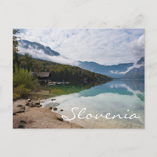 Kabine am Bohinj-See in Slowenien Postkarte (Vorderseite)