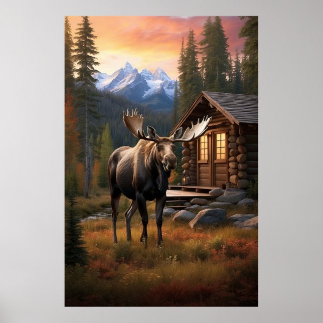*~* Kabine AP49 MOOSE Stream Nature Forest Poster (Vorne)