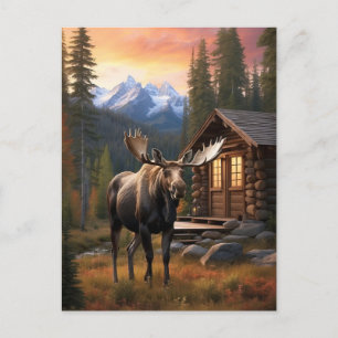 *~* Kabine AP49 MOOSE Stream Nature Forest Postkarte