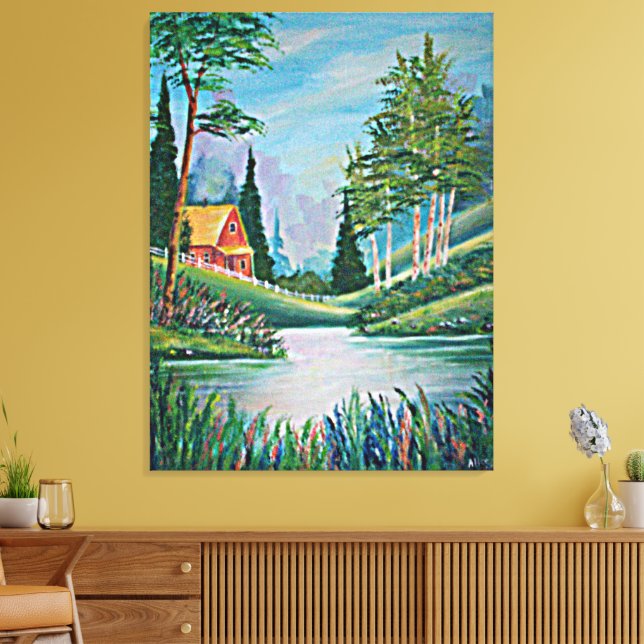 Kabine durch das Strom-Ölgemälde Leinwanddruck (Insitu (Wohnzimmer))