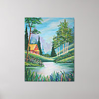 Kabine durch das Strom-Ölgemälde