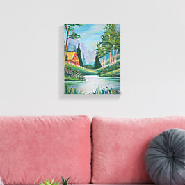 Kabine durch Stream Fine Art Malerei 8x10 Leinwanddruck