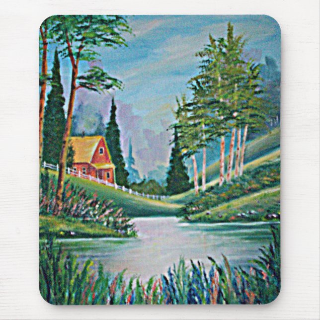 Kabine durch Stream Oil Painting Mousepad (Vorne)