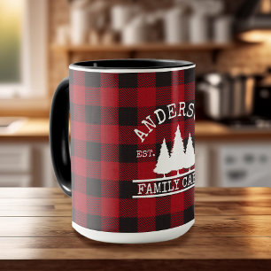 Kabine Familienname Red Buffalo Kariert groß Tasse