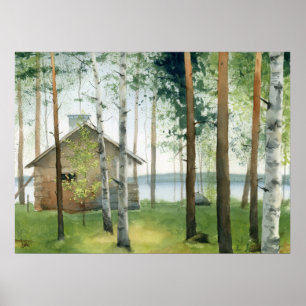 Kabine im Wald Poster