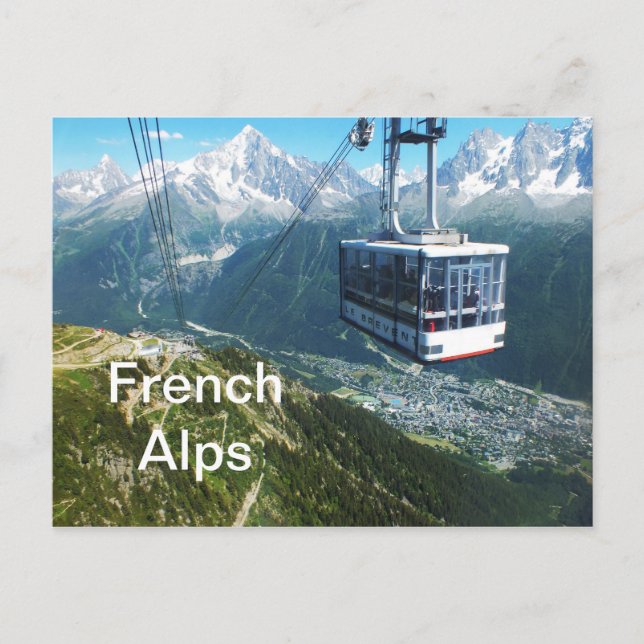Kabinenbahn oberhalb von Chamonix Postkarte (Vorderseite)