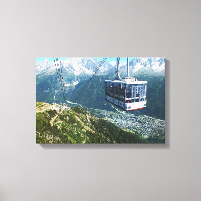 Kabinenbahn über Chamonix, Frankreich Leinwanddruck (Vorderseite)