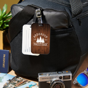 Kabinenfamilie Name Rustikale Holzdrucke Gepäckanhänger