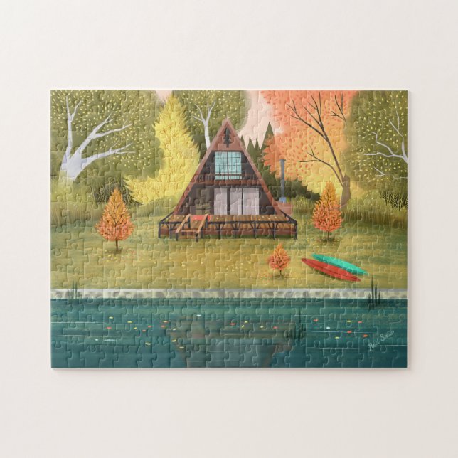 Kabinenhaus mit A-Rahmen Puzzle (Horizontal)